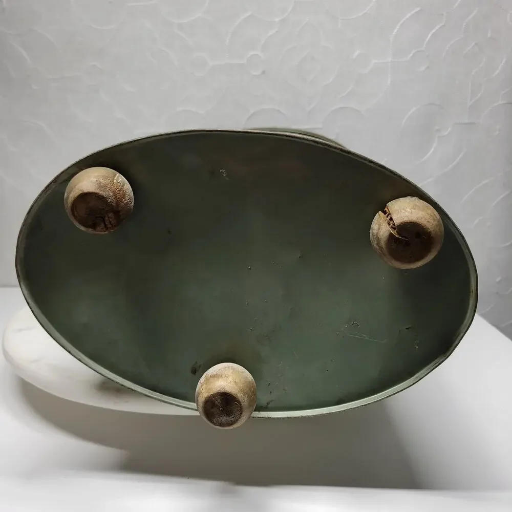 Vintage Plymouth Tole Hand Painted Umbrella Stand Metal Toleware Ball Footed